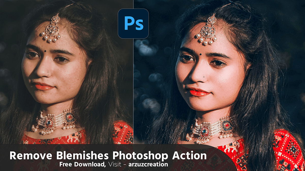 Remove Blemishes Using Photoshop Action 2024