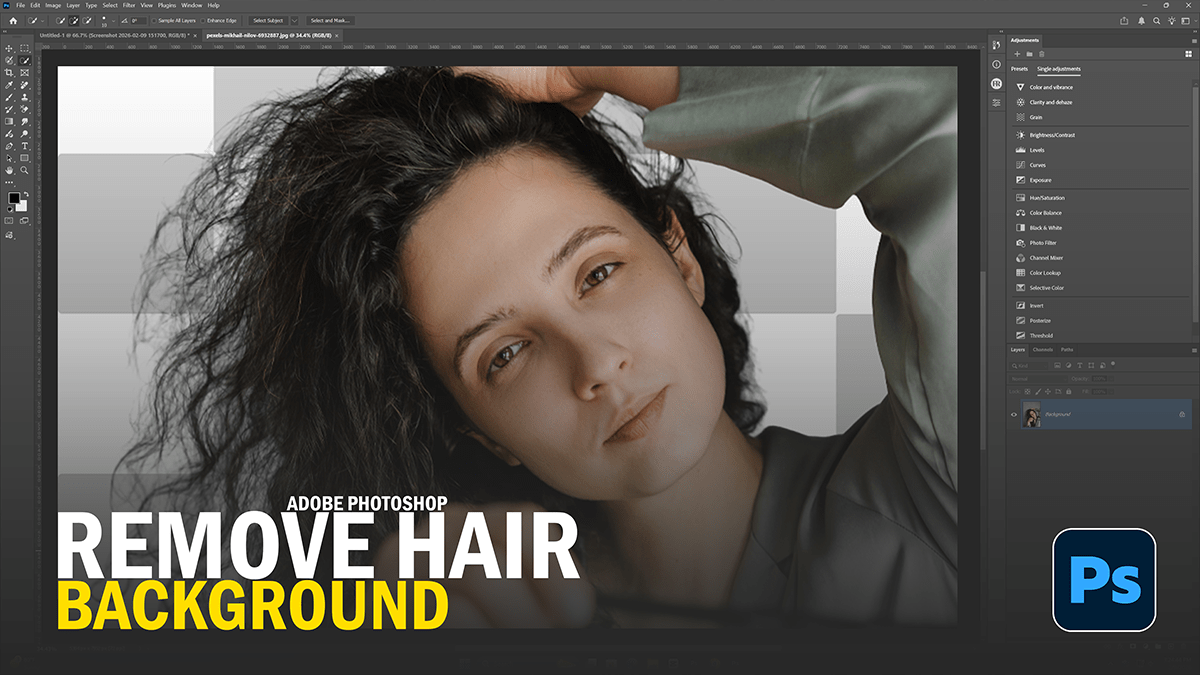 Remove Complex Hair Background in Adobe Photoshop 2026