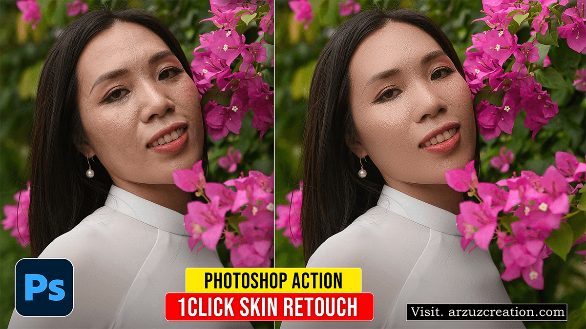 Skin Retouching: One-Click Skin Retouching Photoshop Action